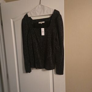 LOFT Black Multicolor Shimmer Top